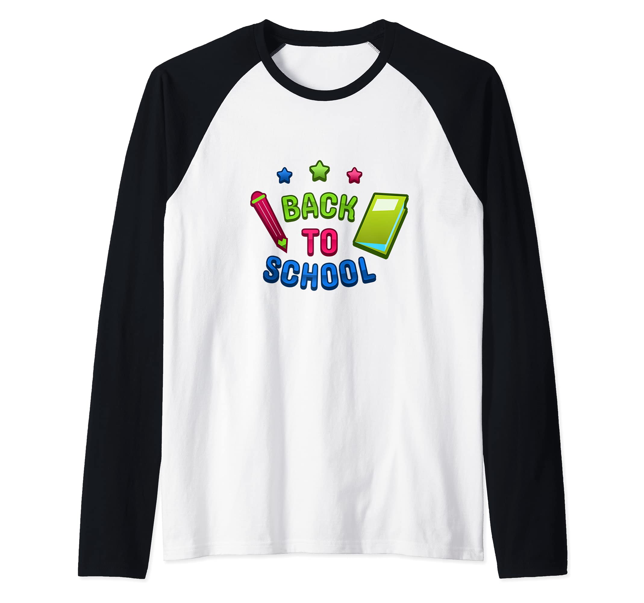 Back To School Fun Graphic Book Pencil Teacher Student Raglan Baseball Tee