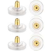 6 PCS 14K Gold Locking Earring Backs for Studs Droopy Ears Heavy Earrings, 925 Sterling Silver Hypoallergenice Earring Backs Replacements for Women Men (Gold)
