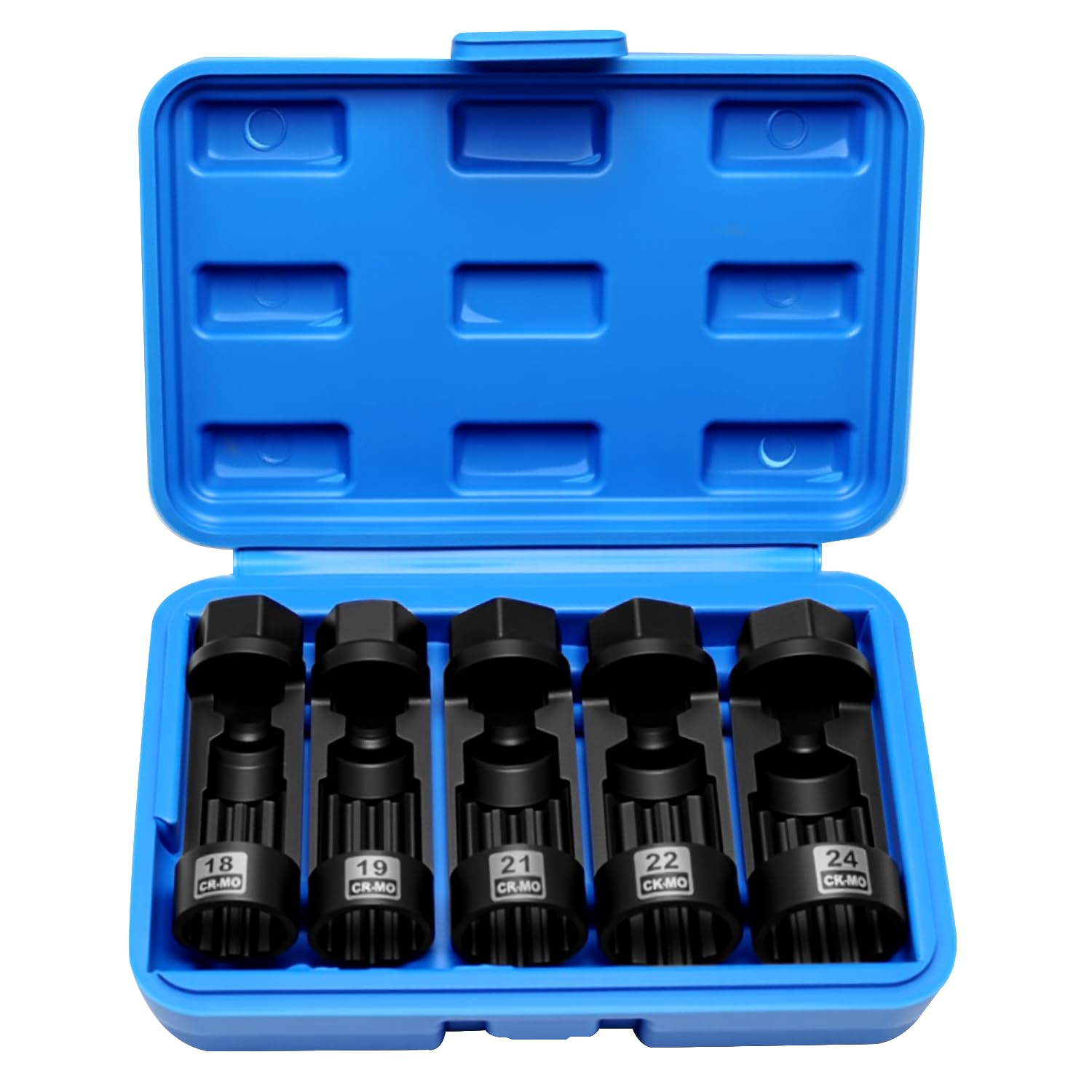 ZKTOOL 5PCS Suspension Strut Nut Socket, 18MM 19MM 21MM 22MM 24MM, Shock Absorber Strut Nut Removal, Suspension Strut Sockets Tool with 12 Point 1/2" Drive, Used to Dismounting and Mounting Strut Nuts — image 1