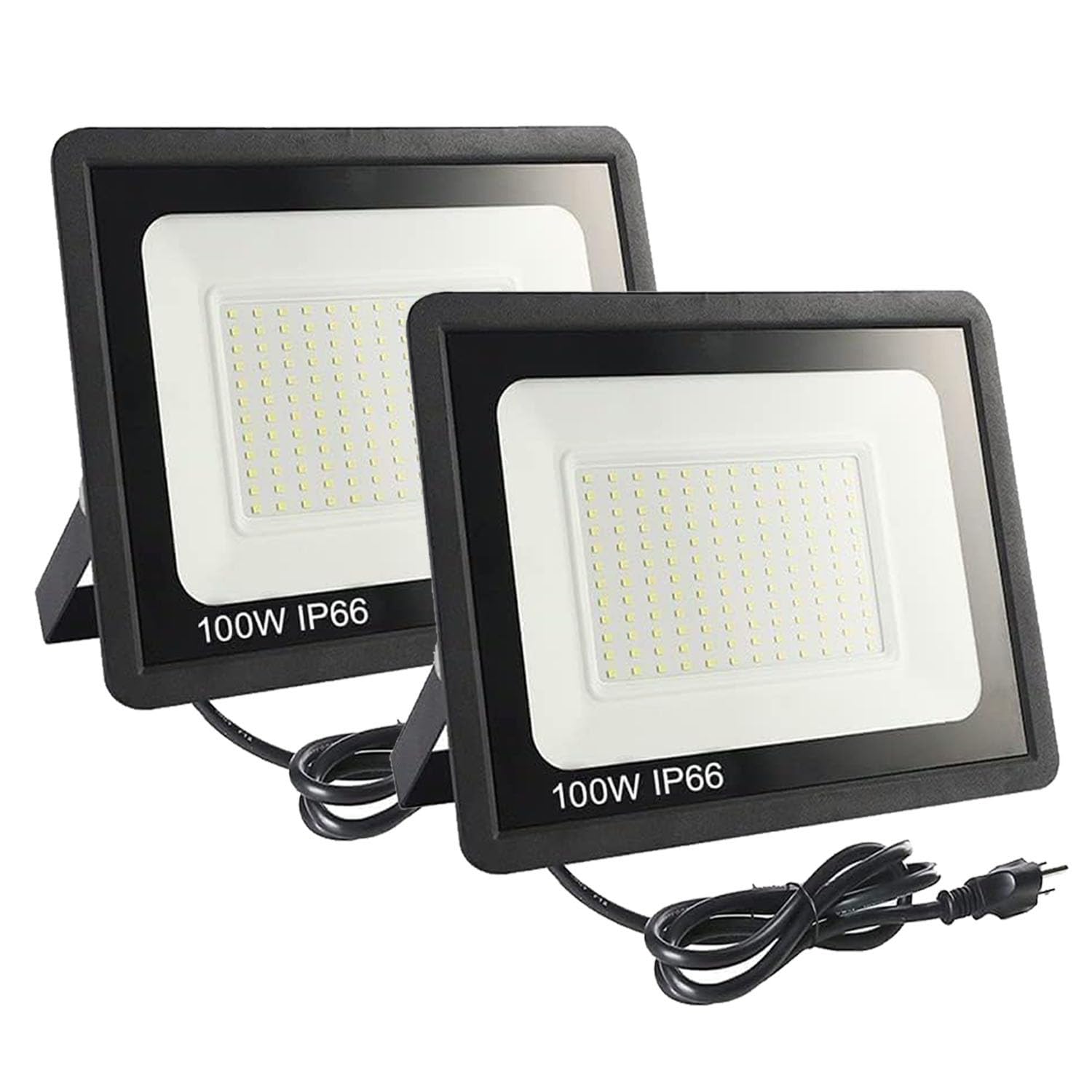 Photo 1 of *ONLY 1!!* 2Pack LED Flood Light Outdoor,100W LED Work Light 11000lm with 6FT US Plug,IP66 Waterproof Exterior Security Lights,6000K Daylight White Outside Floodlights Slim Design for Playground Yard