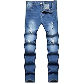 GMGIIOO Men's Slim Fit Stretch Jeans Ripped Skinny Distressed Fashion Comfort Flex Waist Pants