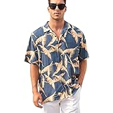 Havana Breeze Mens Hawaiian Shirts Silk Short Sleeve Printed Beach Shirt Relaxed Fit Summer Tropical Shirts