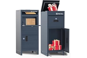 AZARSD Package Delivery Boxes for Outside,Parcel Drop Boxes with Lock,Custom Address Stickers Package Drop Boxes for Outside is Weatherproof,Package Delivery Box for Porch,No Installation(17.7*18.1*43.15 in)