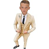 optkeat Boys Tuxedo Slim Fit Suit 3 Piece Peaked Lapel Kids Tuxedo Boys Formal Suit Jacket Vest Pants
