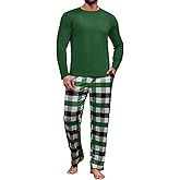 Runcati Mens 2 Piece Pajama Set Plaid Sleepwear PJ Relaxed Fit Stretch Lounge Nightwear Sets
