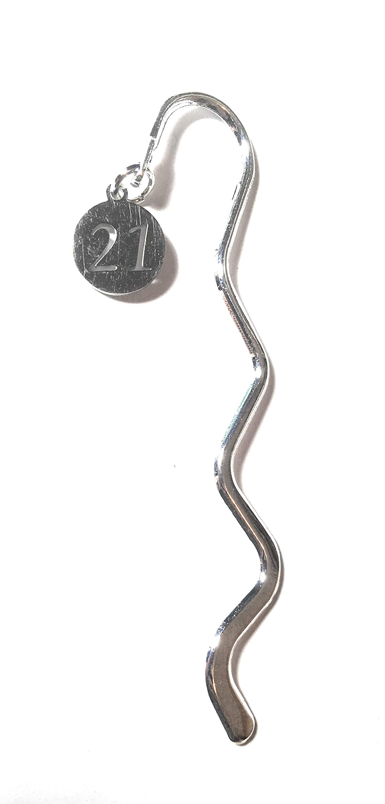 FizzyButton Gifts 21 Stainless Steel disc mini Bookmark in Gift Bag, for 21st Birthday