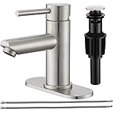 KPWATER Brushed Nickel Bathroom Faucets Stainless Steel Single Handle Bathroom Sink Faucets 1 Hole or 3 Holes with Pop-up Drain for RV Vanity
