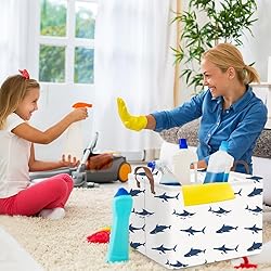FXOCSHE Rectangular Easter Shark Basket,Collapsible