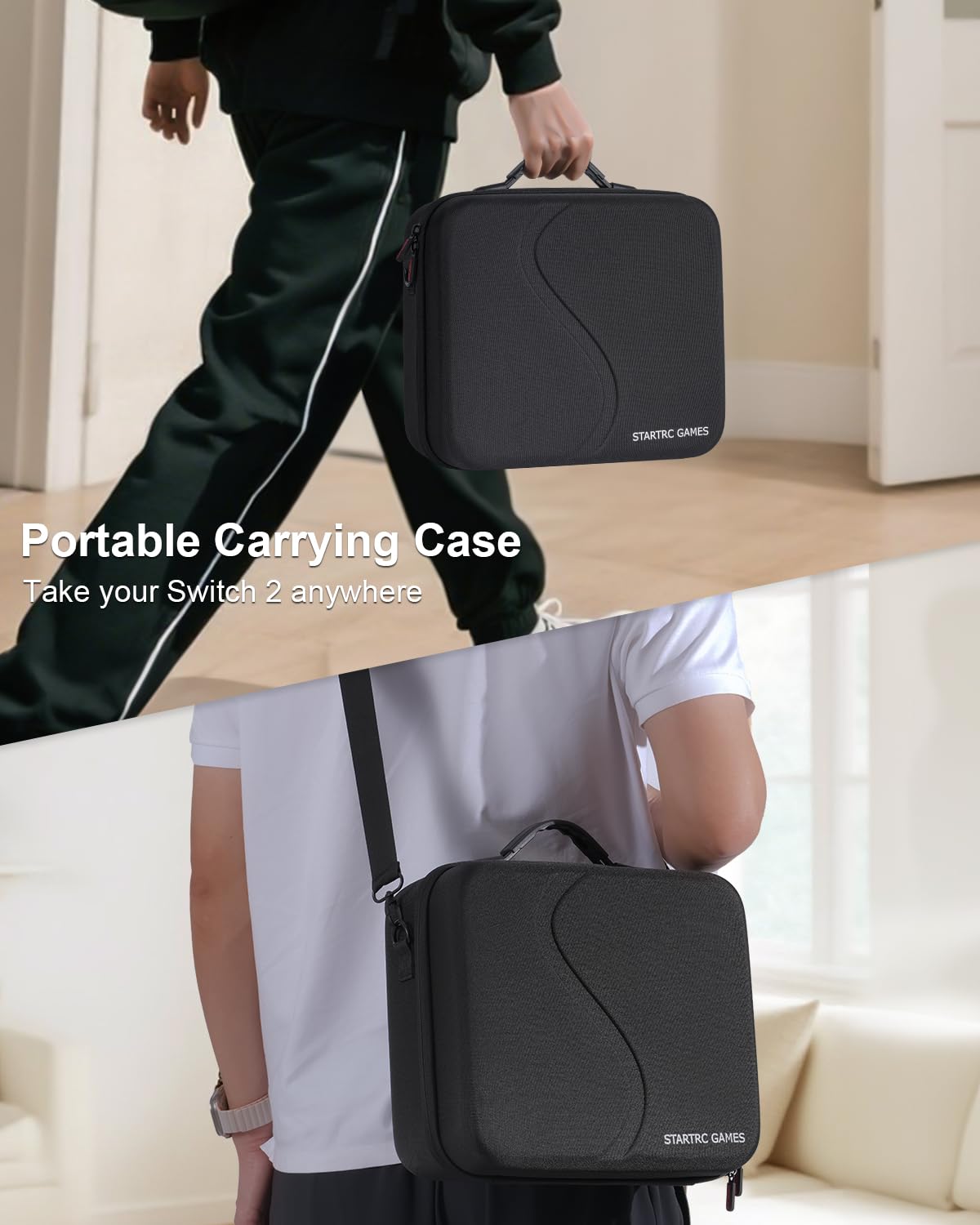 Groß Tasche Kompatibel mit Nintendo Switch 2 (2025), Deluxe Harte Tragetasche mit Taschen für Zubehör und Spielkarten, Portable Switch 2 Schutzhülle Hülle für Konsolle und Andere Zubehör, Schwarz 6