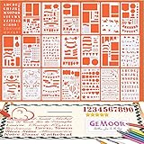 GeMoor 20 Pcs Bullet Journal Stencil Set Plastic Planner DIY Durable Drawing Template for Notebook Diary Scrapbook Craft Projects 4 x 7 Inch ...