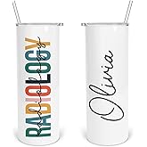 Radiology Personalized 20oz Skinny Sublimated Tumbler, Gift With Lid and Straw for Radiologist Technician, SS Medical Tech Assistant Mug, Gift for RDMS, Vacuum Insulated Birthday Cup for Rad Tech