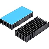 Awxlumv 2Pcs 25mm Heatsink 50x25x10mm/ 2 x 1x 0.4 inch with Thermal Conductive Tape, Cooler Aluminum Heat Sink for Cooling DI