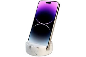 AIBOERL Marble Phone Stand,Luxurious Marble Phone Holder for Cellphone Tablet,Phone Stand for Desk Marble Phone Holder Kitchen with 4 Non-Slip Silicone Dots,Handsfree Phone Holder Phone Stand-White