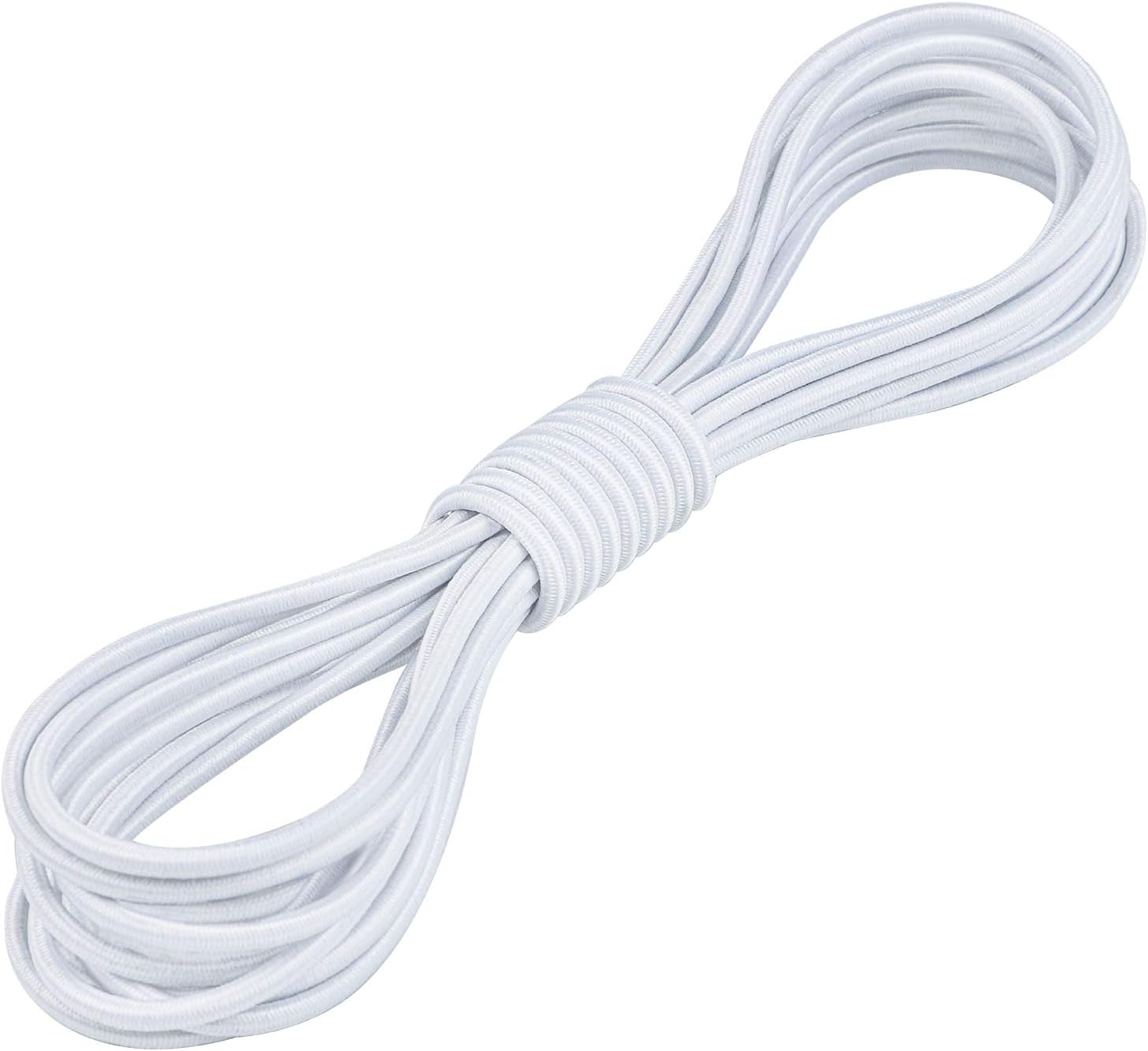Aodaer Bungee Shock Cords Elastic Band Nylon Cords Heavy Stretchy String Rope for Marine Kayak, Tie Down, Trailer Strap or DIY Applications (1/8 inch x 12 feet, white) - - 