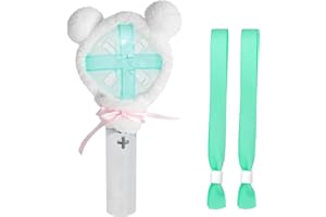 Orizizhic Lightstick Cover for TXT, Plush Light Stick Covers with Bow Cartoon Decorations，Animal Ear Shape Lightstick Protective Cover with 2 Bracelets for TXT Lightstick ver.2 Concerts (Round Ears)