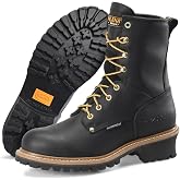 Carolina 8" Steel Toe Logger Boots for Men, Waterproof Design, EH-Rated | Waterproof, Steel Toe Protection, Slip-Resistant Lug Outsole, Memory Foam Comfort, Lineman &amp; Arborist Work Boots, EH Rated