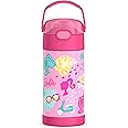 THERMOS FUNTAINER Water Bottle with Straw - 12 Ounce - Kids Stainless Steel Vacuum Insulated Water Bottle with Lid, Barbie