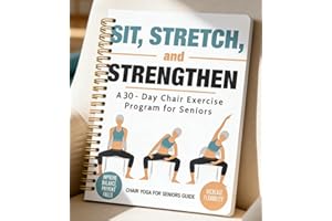 Chair Yoga for Seniors Over 60 Book, 3-Person Illustration Cover with Exercise Chart, Gentle Poses for Weight Loss and Mobili