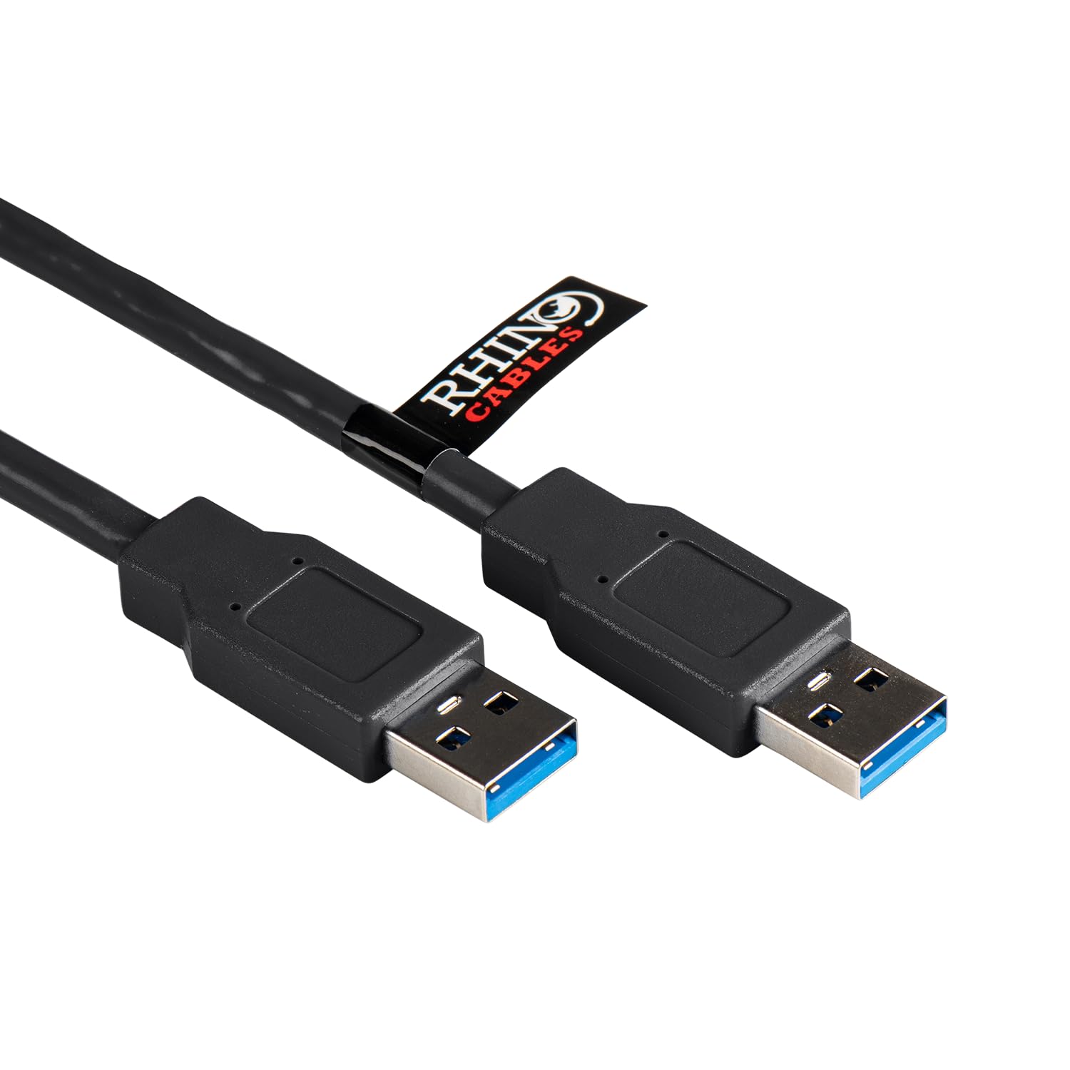 rhinocables USB 3.0 A to A Male Cable Flat Plug End Superfast Data Transfer Sync Wire for External Hard Drive Enclosures, DVD, Blu-ray, PC, Laptop 'Black, 5m'