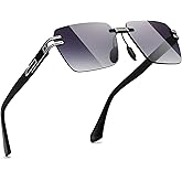 SUNGAIT Rimless Rectangle Sunglasses Square Frameless Shades for Men Women Y2K Vintage UV Protection