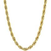 Supcare Mens Chains Necklace Stainless Steel Rope Chain Gifts,18-30 inches (with Gift Package)