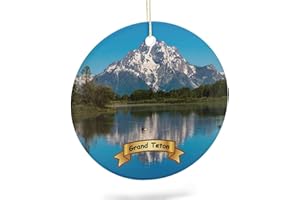 EQEY Grand Teton Christmas Ornament Porcelain Double-Sided Ceramic Ornament,2.9 Inches