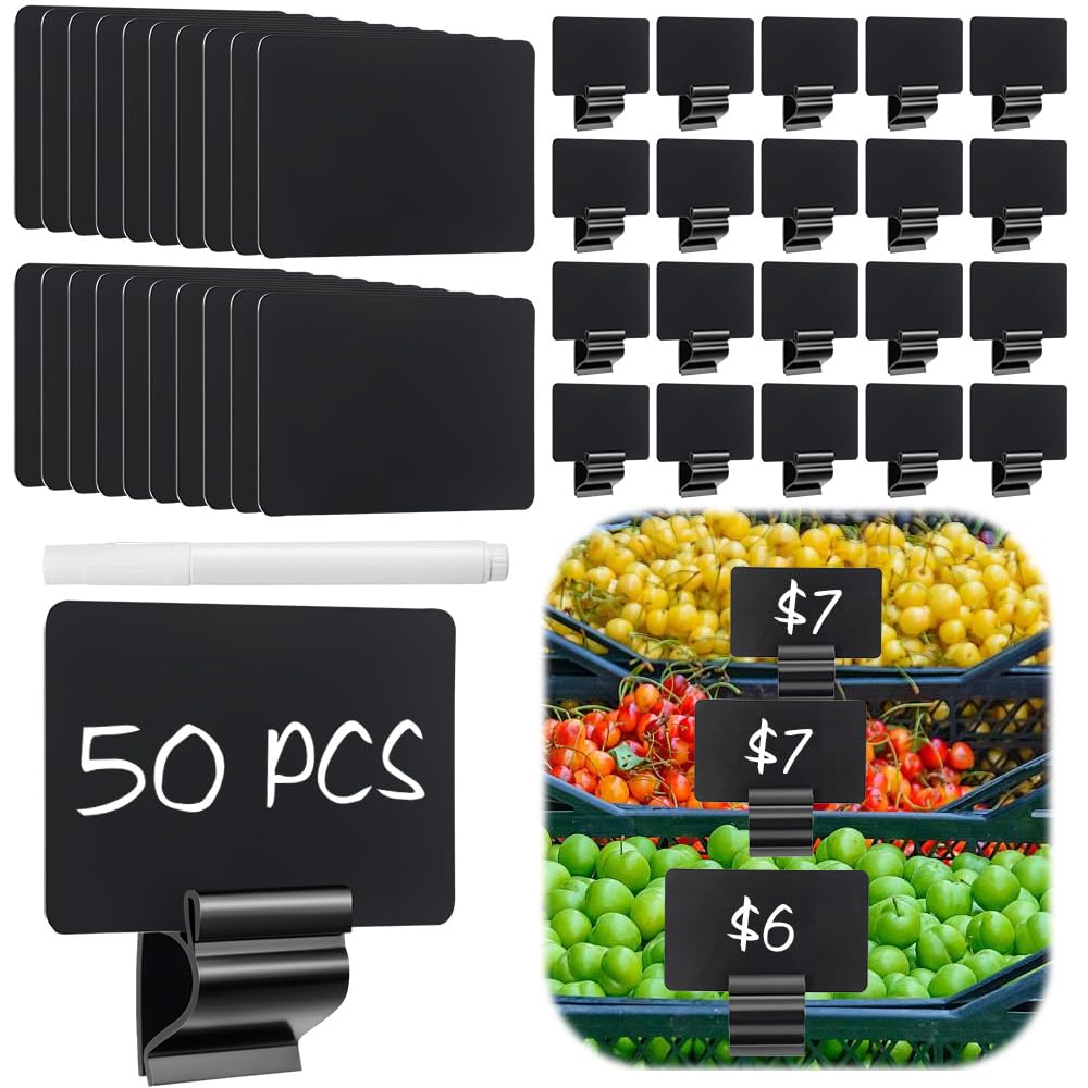 Photo 1 of XXAptube 50 Pcs Black Sign Hold Clip, Plastic Food Label Holder Buffet Price Tag Sign Holder for Business, Store, Supermarket