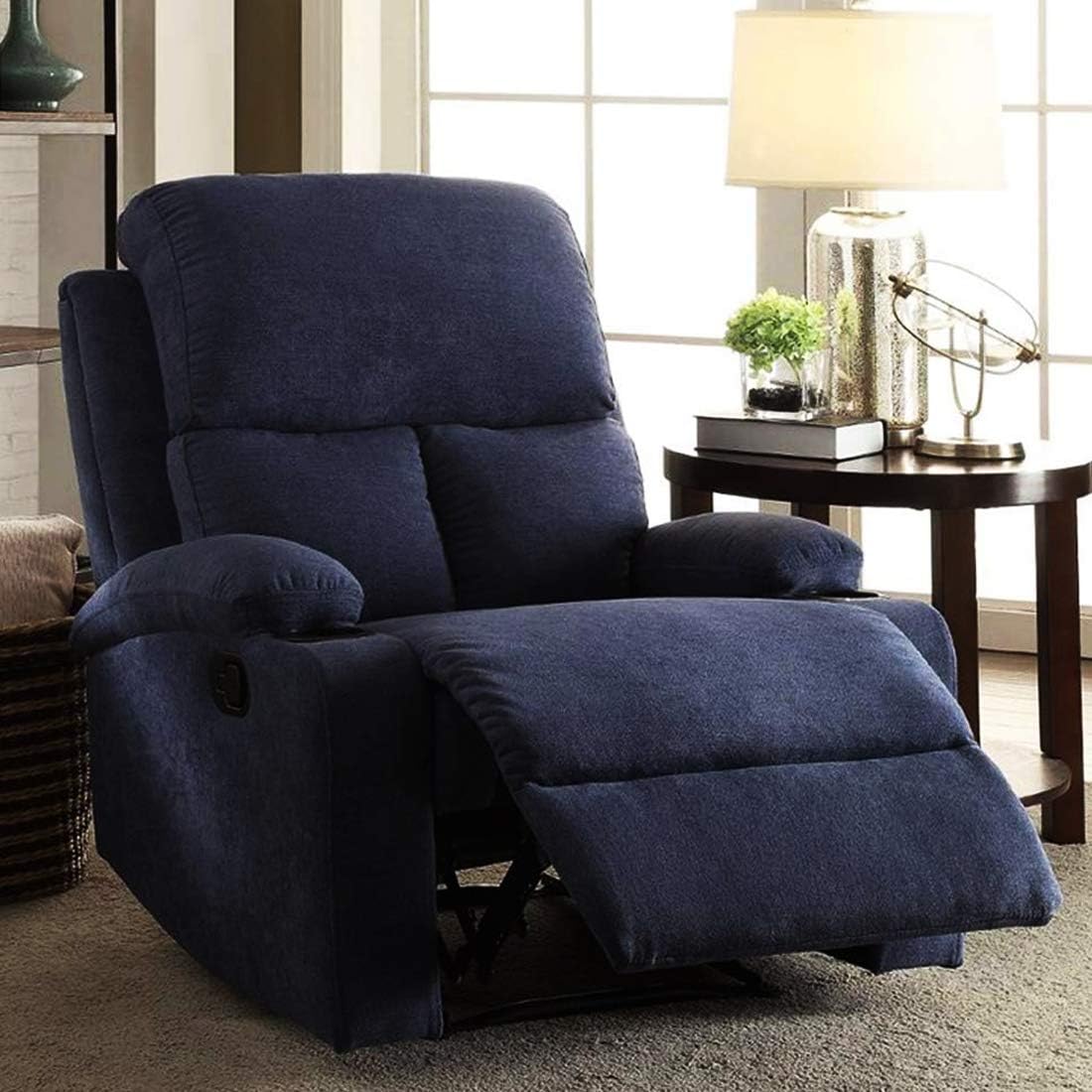 FURNY Elisse 1 Seater Fabric Recliner (Blue)