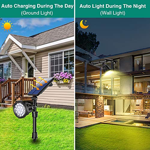 Solar Spot Lights, Outdoor 18 LED Landscape Lamps Super Bright Spotlight Waterproof Flood Lamp with Motion Sensor for Deck Yard Garden Garage Driveway (Yellow - 4 Pack) - Thumbnail 2