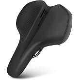 FIFTY-FIFTY Mountain Bike Saddle, Soft and Comfort Memory Foam Bicycle Seat | Waterproof, Lightweight, Good Cushioning, Comfortable MTB Seat for Men and Women, Compatible with MTB, Road Bike, E-MTB