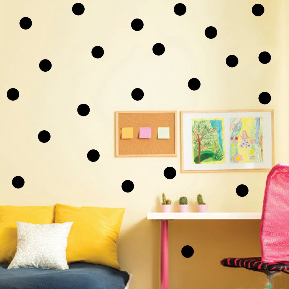 Bata Vinyl Polka Dot Wall decal Art Wall stickers Peel & Stick 4cm 52dots Black