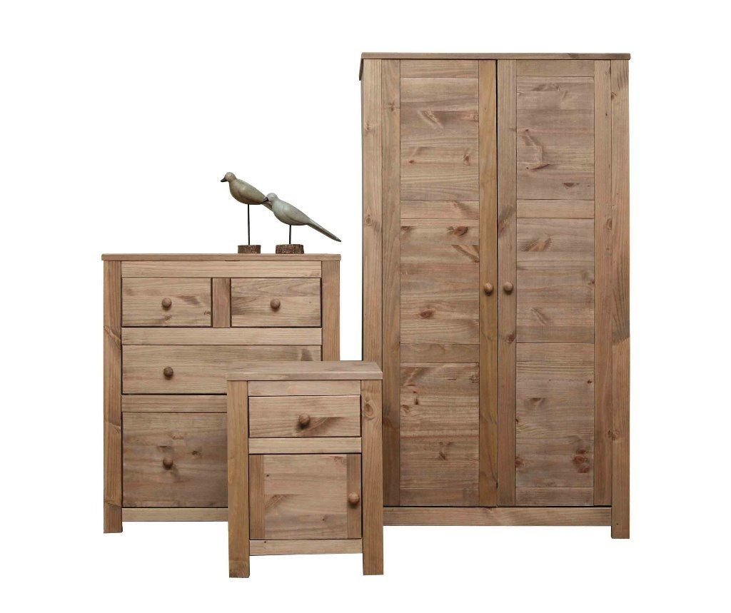 Ready Assembled Pine 3 Piece Nordic Bedroom Set No Flatpack