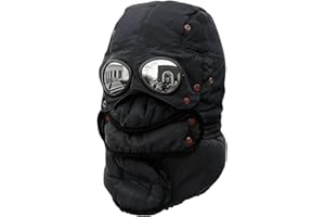 Winter Balaclava Hat with Goggles - 3-in-1 Ski Mask with Detachable Face Cover & Windproof Glasses for Skiing