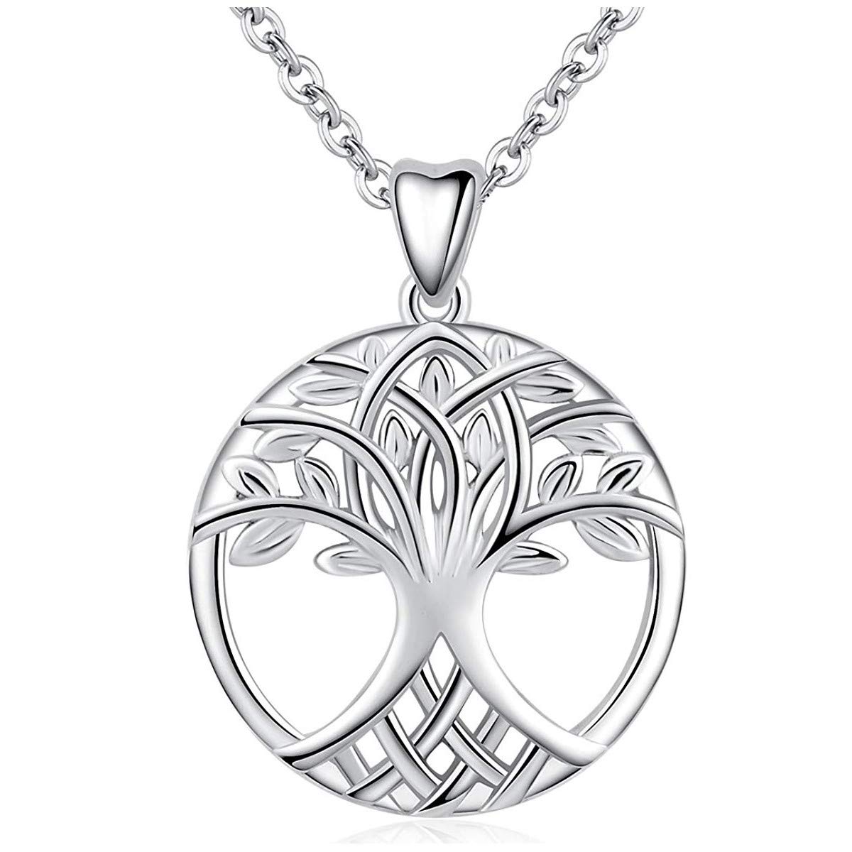 Alexander Castle Tree of Life Pendant Necklace 925 Sterling Silver Necklace for Women - Yggdrasil Crann Bethadh with 18" Silver Chain & Jewellery Gift Box - 20.5mm