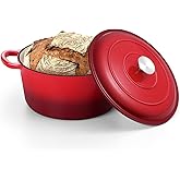 TeamFar 5Qt Dutch Oven, Enameled Cast Iron Dutch Oven with Lid & Dual Handles for Cooking Baking Braising Simmering, Healthy & Sturdy, Oven & Various Stovetops Safe, Non-stick & Easy Clean - Red