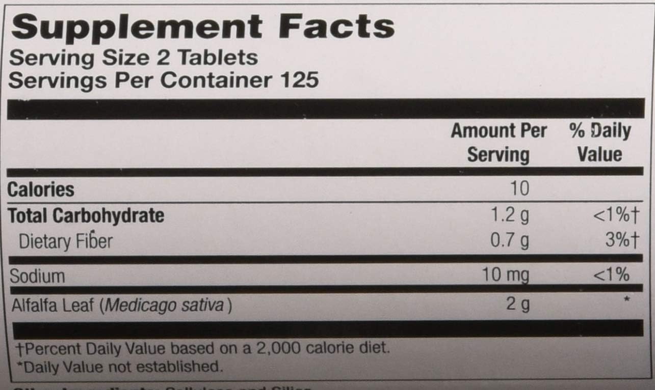 Nature's Life Alfalfa Leaf Tablets, 1000Mg, 250 Count: Health & Personal Care