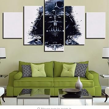 cmdyz (Kein Rahmen) Wandkunst Poster Moderne Wohnkultur Wohnzimmer Schlafzimmer 5 Stücke Star Wars Film Charaktere Helm Leinw