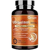 NATURE TARGET Ubiquinol CoQ10 300mg softgels with PQQ & Turmeric, High Absorption Coenzyme Q10 Supplement with ALA & Black Pepper, Antioxidant for Heart & Brain Health, Energy Production, 120 Count