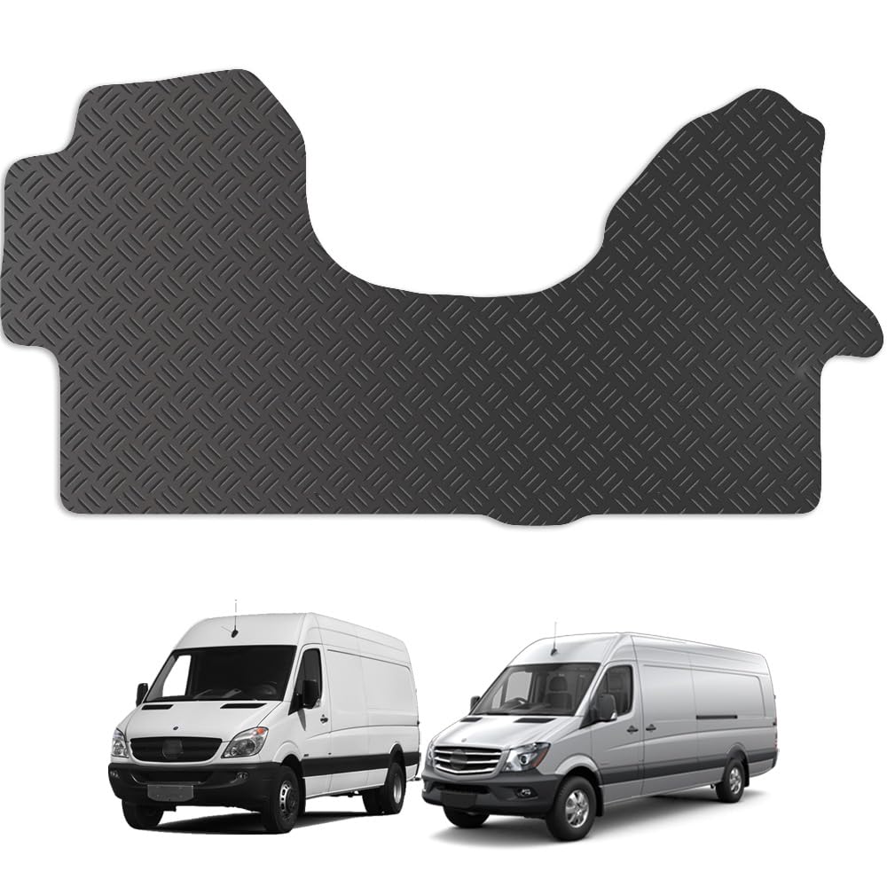 Carsio Van Mats For Mercedes Sprinter 2006 to 2018 Black Floor Rubber Tailored Van Mat Tailored Fit Rubber Floor Mat Set Complete Accessory Black Custom Fitted - Anti-Slip Backing