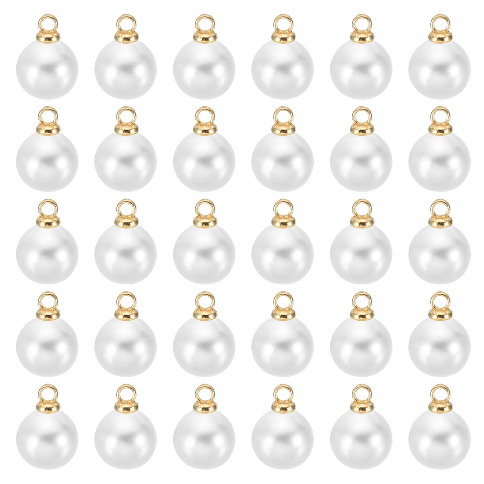 PATIKIL 8mm Pearl Charm, 100pcs Faux Pearl Pendant Charm, White, Unisex, ABS, Necklace, Wedding, DIY