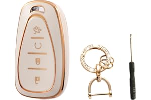 Anzaxni Key Fob Cover for Chevy, Soft TPU Key Case Protection Shell Fit for Chevy Chevrolet Malibu Equinox Traverse Camaro Cruze Blazer Volt Bolt Smart 4 Buttons