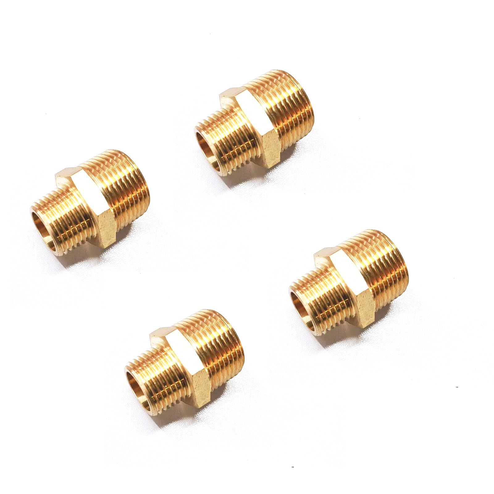 Photo 1 of Quirkmyn 4pcs 1/4" NPT x 1/8" NPT Brass Nipple, 1/4 to 1/8 Adapter Fitting Reducing Solid Hex Brass Nipple, 1/4 Male to 1/8 Male Reducer Pipe Fittings for Extending and Connecting Pipes