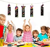 Vicloon Scratch Art for Kids 36Pcs Rainbow Bookmarks 18 Stylus 4 Stencils view 6