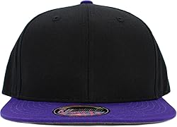 KNW-1467 BLK-PUR Cotton Snapback Solid Blank Cap