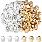 PH PandaHall 50pcs 24K Gold Plated Beads Irregular Spacer Beads 4.5mm Silver Long-Lasting Loose Bead Triangle Twist Bead for Summer Bracelets Necklaces Earrings Jewelry Making, 2 Colors, Hole: 1.8mm