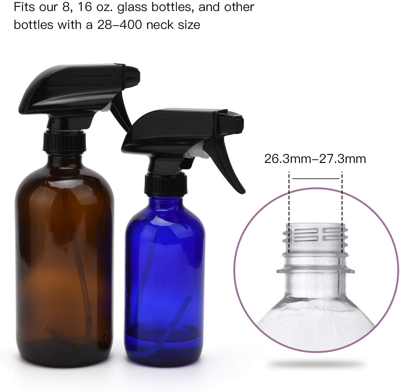 ULG 4 Pack Mist Spray & Stream Sprayer Replacement Trigger Spray Tops Fits Standard 8oz / 16oz Boston Round 28/400 Neck Bottles : Garden & Outdoor