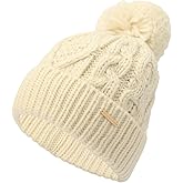 Michael Kors Womens Diamond Cable Cuff Hat, Stylish Fashion Accessory for Winter Cream