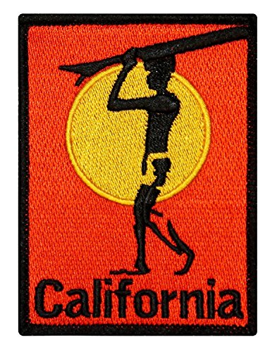 California Surfboard Patch Beach Bum Ocean Surf Embroidered Iron On Applique