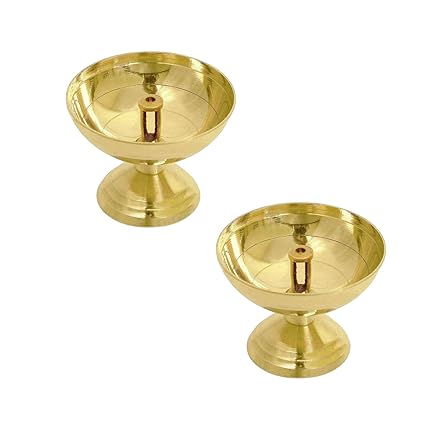 Tip 'n' Top Brass Traditional Design Akhand Diya (Gold_1.5 Inch X 3.1 Inch X 3.9 Inch)