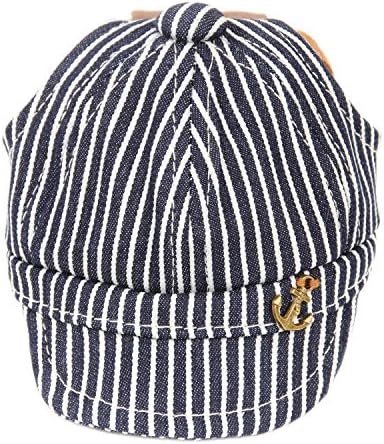 HBuir Pet Sun Protection Hat with Ear Holes Adjustable Stripe Baseball Cap,Blue